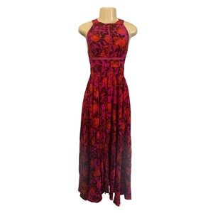 Abel The Label Dress Womens Small Floral Maxi Halter Open Back Tie Boho Occasion